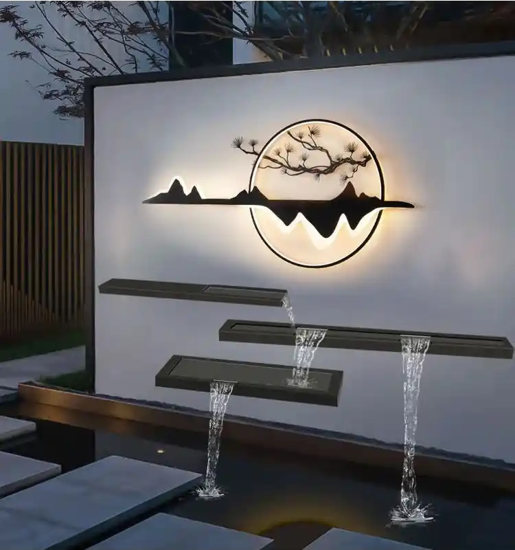 餐饮店装饰流水水幕墙